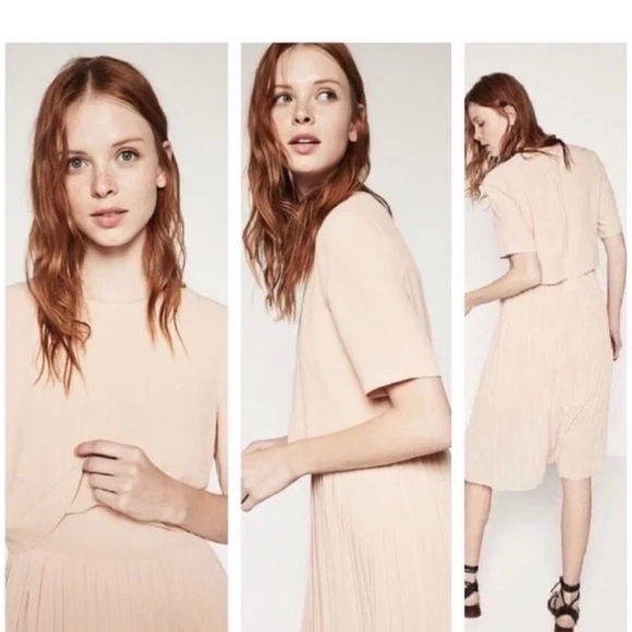 Zara Pleated Ballet Pink Dress - Picture 2 of 8
